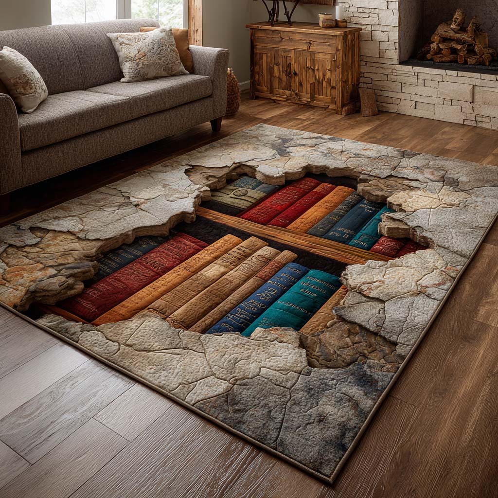 Literary Lounge area rug in a living room