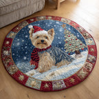 Little Yorkie Round Mat Rug - washable non-slip printed rug