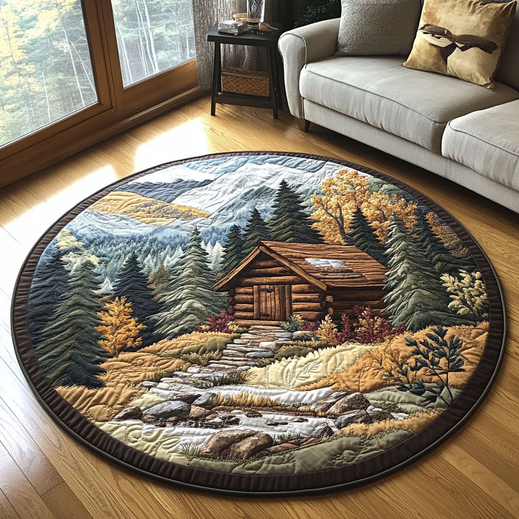 Lodge in the Pines Round Mat Rug - Nature Design | Serene Home Decor