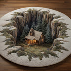 Log Cabin Round Mat Rug - washable non-slip printed rug