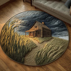 Log Cabin Round Mat Rug - Nature Design | Serene Home Decor