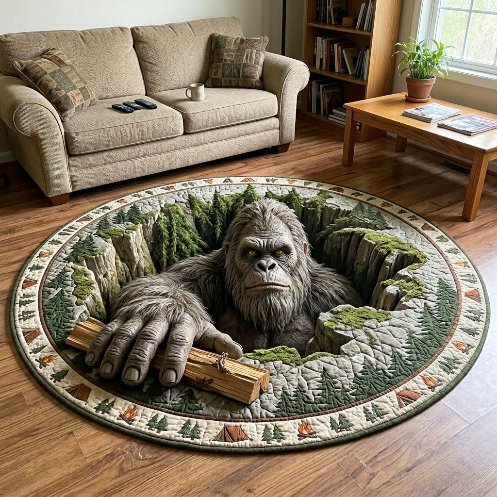 Log Guardian Round Mat Rug - washable non-slip printed rug