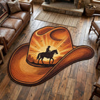Lone Bison Custom Shape Area Rug - Nature Design | Die-Cut Non-Slip Rug - washable non-slip printed rug