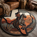 Lone Cowboy Custom Shape Area Rug - Farmhouse Design | Die-Cut Non-Slip Rug - washable non-slip printed rug
