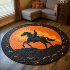 Lone Rider Round Mat Rug - washable non-slip printed rug