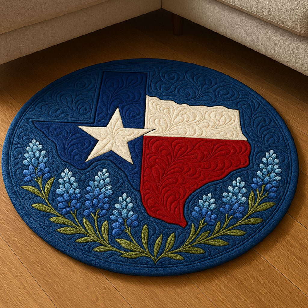 Lone Star Bloom Round Mat Rug - washable non-slip printed rug