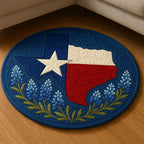 Lone Star Bloom Round Mat Rug - washable non-slip printed rug