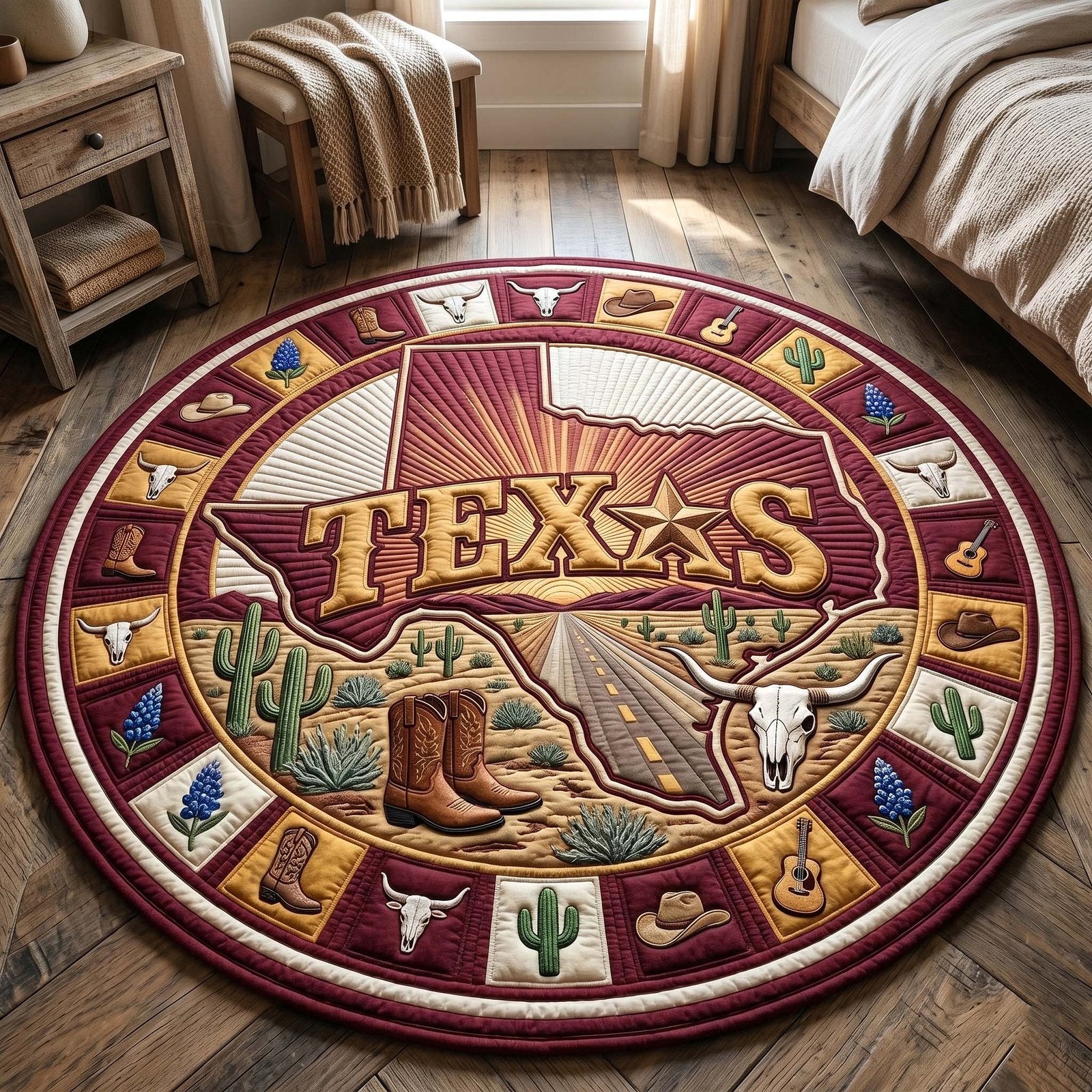 Lone Star Round Mat Rug - Nature Design | Serene Home Decor