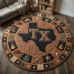 Lone Star (Design 5) Round Mat Rug - washable non-slip printed rug