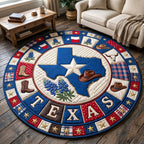 Lone Star (Design 4) Round Mat Rug - washable non-slip printed rug