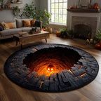 Lonely Pumpkin Abyss Halloween Round Mat Rug - washable non-slip printed rug