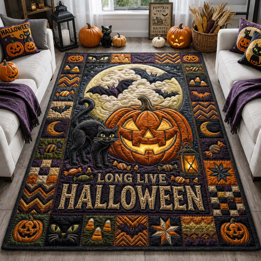Long Live Halloween area rug in a living room