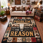 Longhorn Skull area rug in a living room