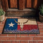 Longhorn Texas Flag Doormat - Patriotic Design | Printed Welcome Doormat