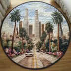 Los Angeles Bliss Faith Round Mat Rug - washable non-slip printed rug