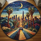 Los Angeles Coast Faith Round Mat Rug - washable non-slip printed rug