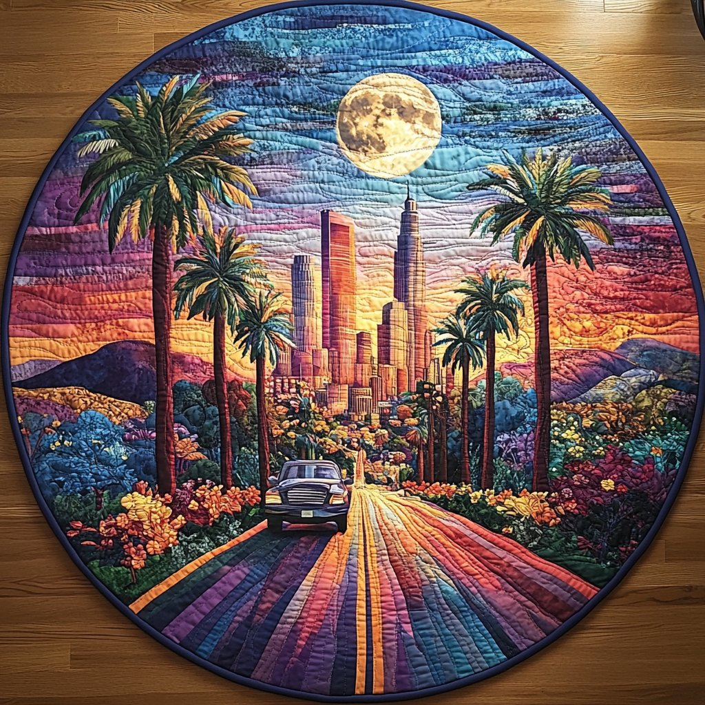 Los Angeles Dreams Faith Round Mat Rug - washable non-slip printed rug
