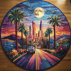 Los Angeles Dreams Faith Round Mat Rug - washable non-slip printed rug