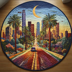 Los Angeles Nights Faith Round Mat Rug - washable non-slip printed rug