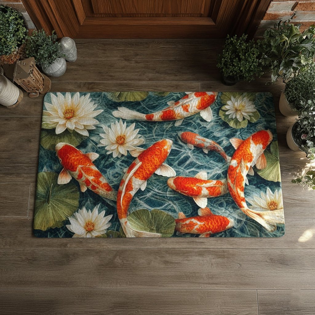 Lotus Koi Fish Doormat - Nature Design | Printed Welcome Doormat