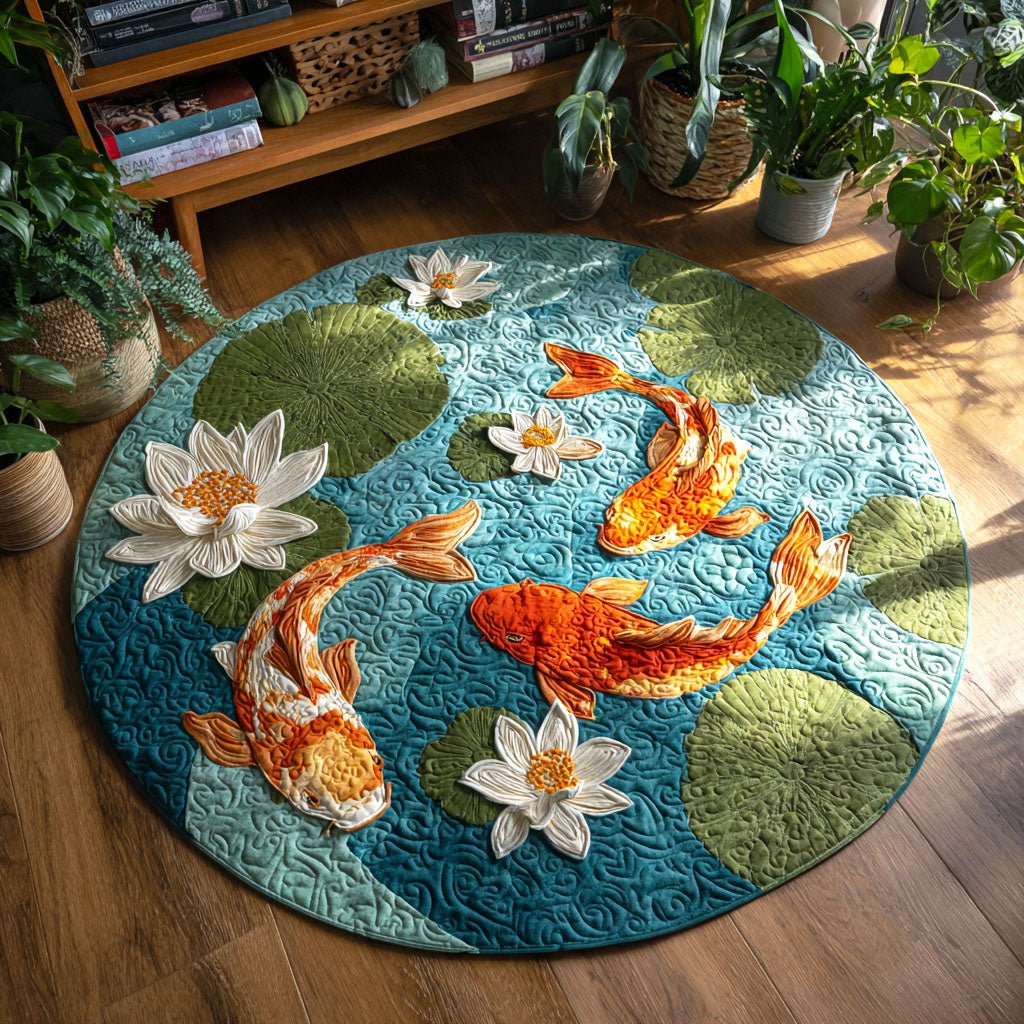 Lotus Serenity Round Mat Rug - washable non-slip printed rug