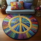 Love Flow Round Mat Rug - washable non-slip printed rug