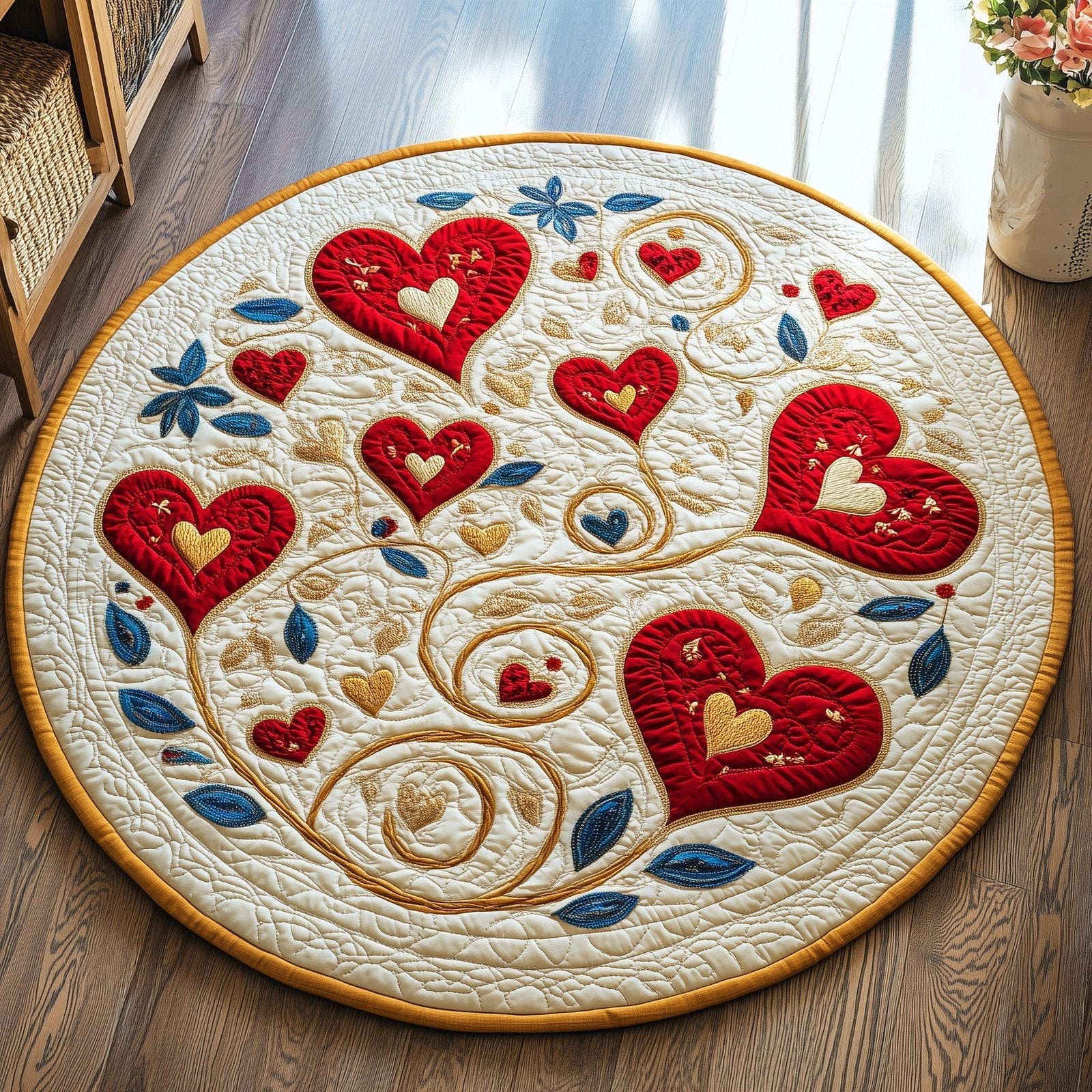 Love In Bloom Round Mat Rug - Nature Design | Serene Home Decor