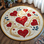 Love In Bloom Round Mat Rug - washable non-slip printed rug