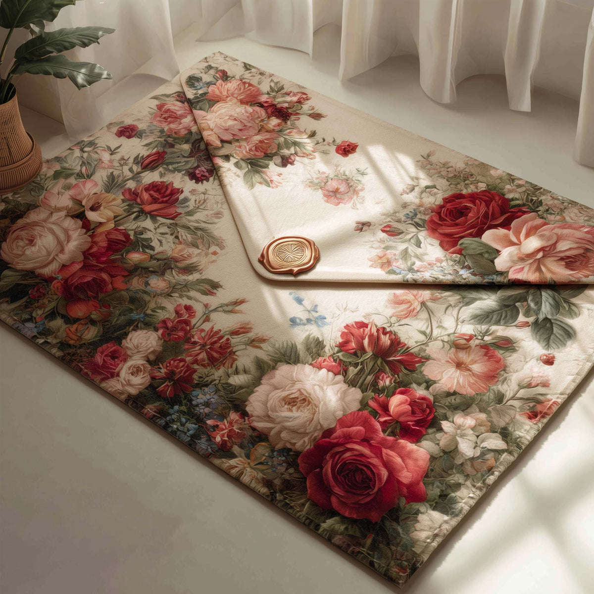 Love Letter area rug in a living room