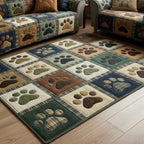 Love Paw area rug in a living room
