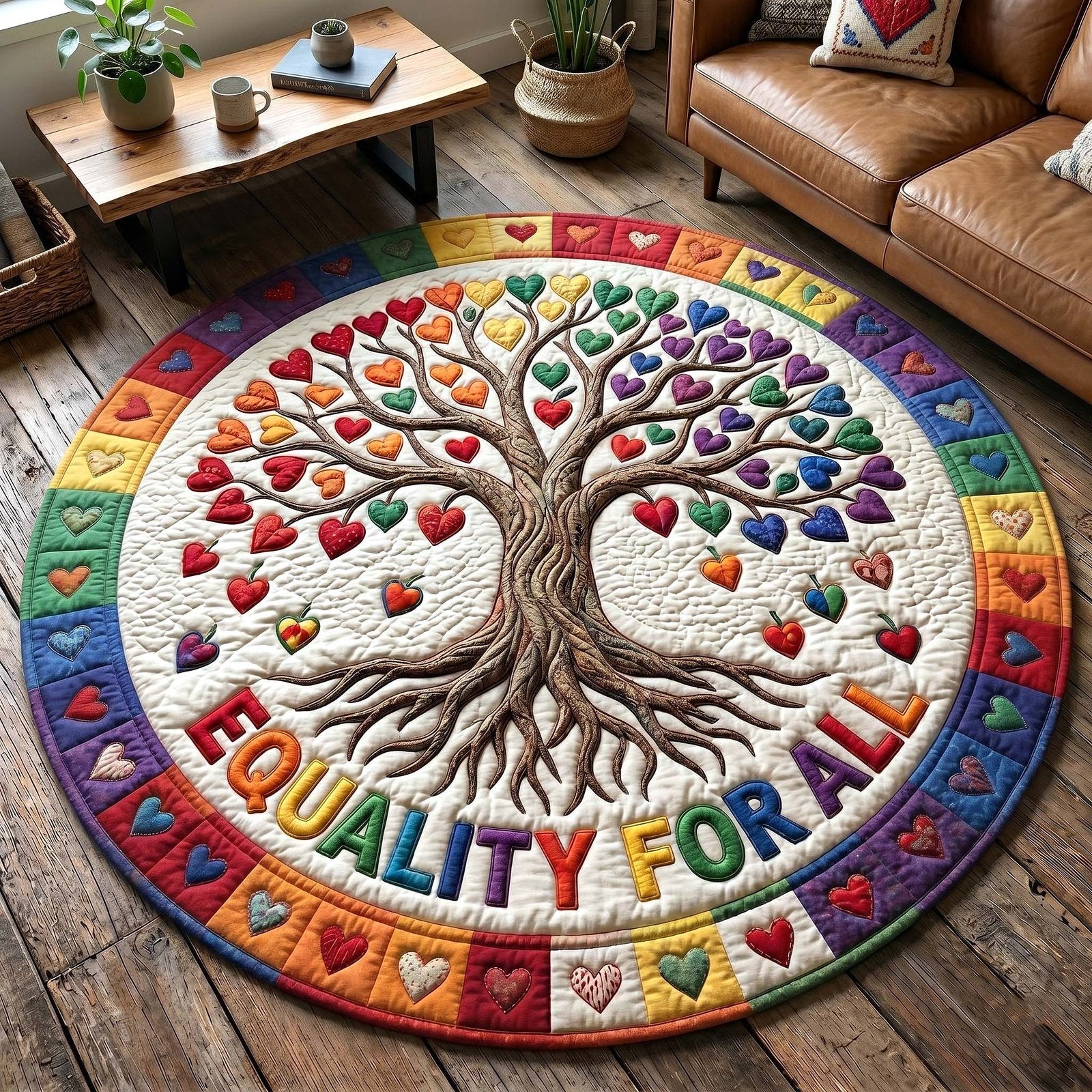 Love Pride Round Mat Rug - Nature Design | Serene Home Decor