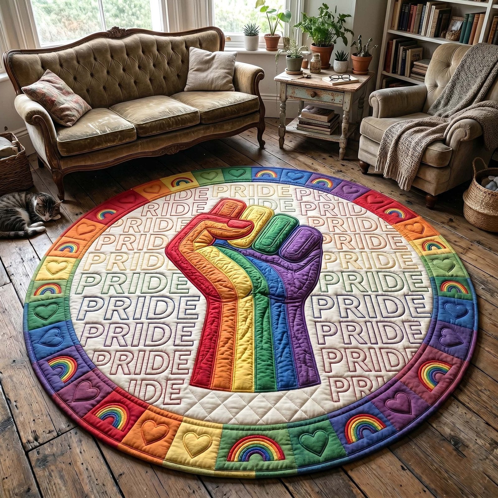 Love Pride Round Mat Rug - Nature Design | Serene Home Decor