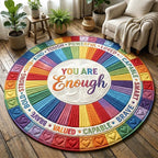 Love Pride Round Mat Rug - washable non-slip printed rug