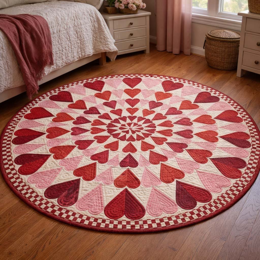 Love Treasure Round Mat Rug - washable non-slip printed rug