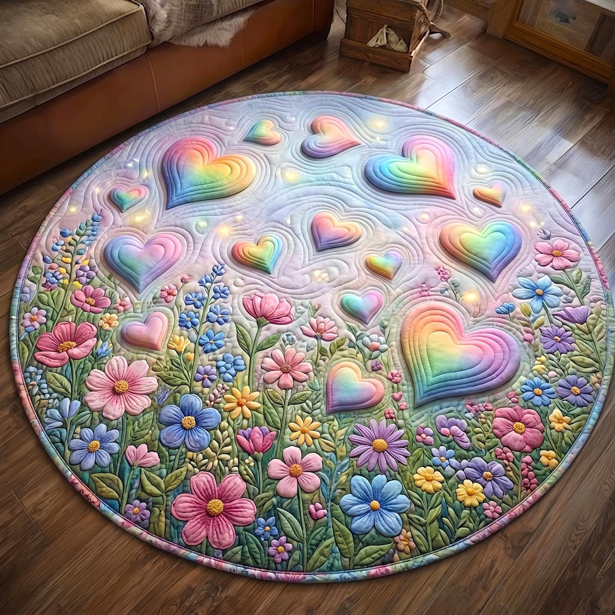 Love is Love Round Mat Rug - washable non-slip printed rug