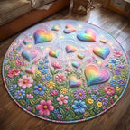 Love is Love Round Mat Rug - washable non-slip printed rug