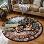 Loyal Guardian Round Mat Rug - washable non-slip printed rug