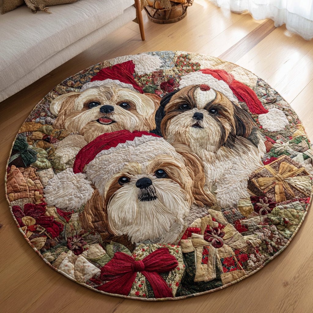 Loyal Shih Tzu Round Mat Rug - washable non-slip printed rug