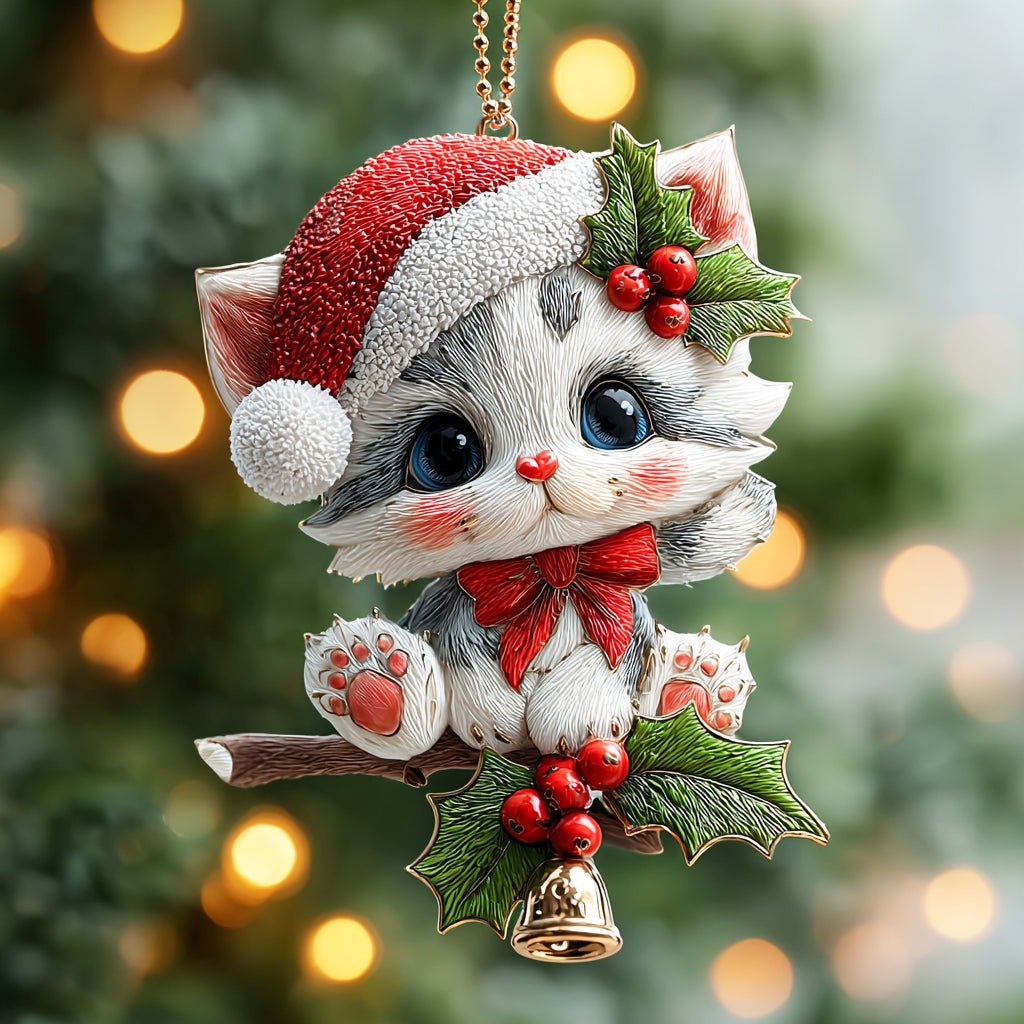Lucky Holly Purr Christmas Ornament