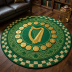Lucky Anthem Round Mat Rug - washable non-slip printed rug