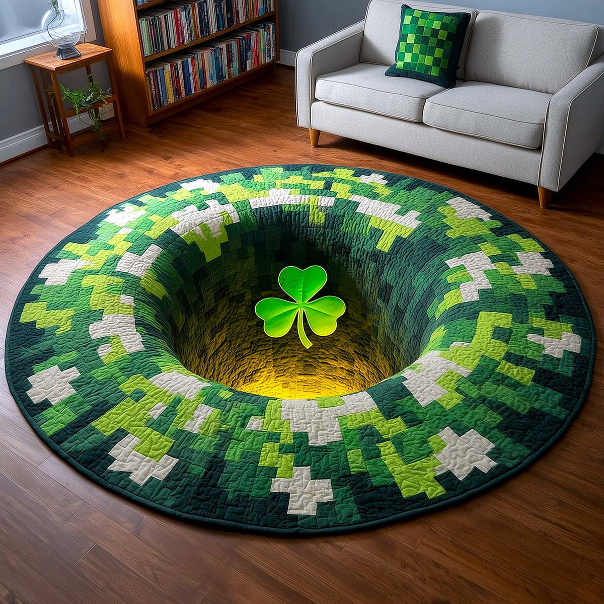 Lucky Charm Round Mat Rug - washable non-slip printed rug