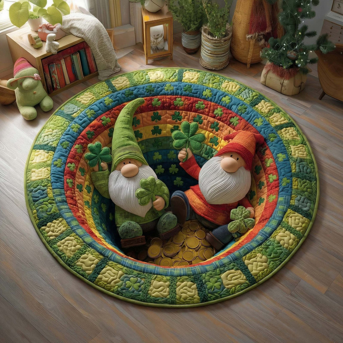 Lucky Gnomes Round Mat Rug - washable non-slip printed rug