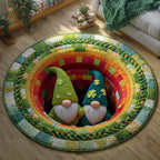 Lucky Hollow Round Mat Rug - washable non-slip printed rug