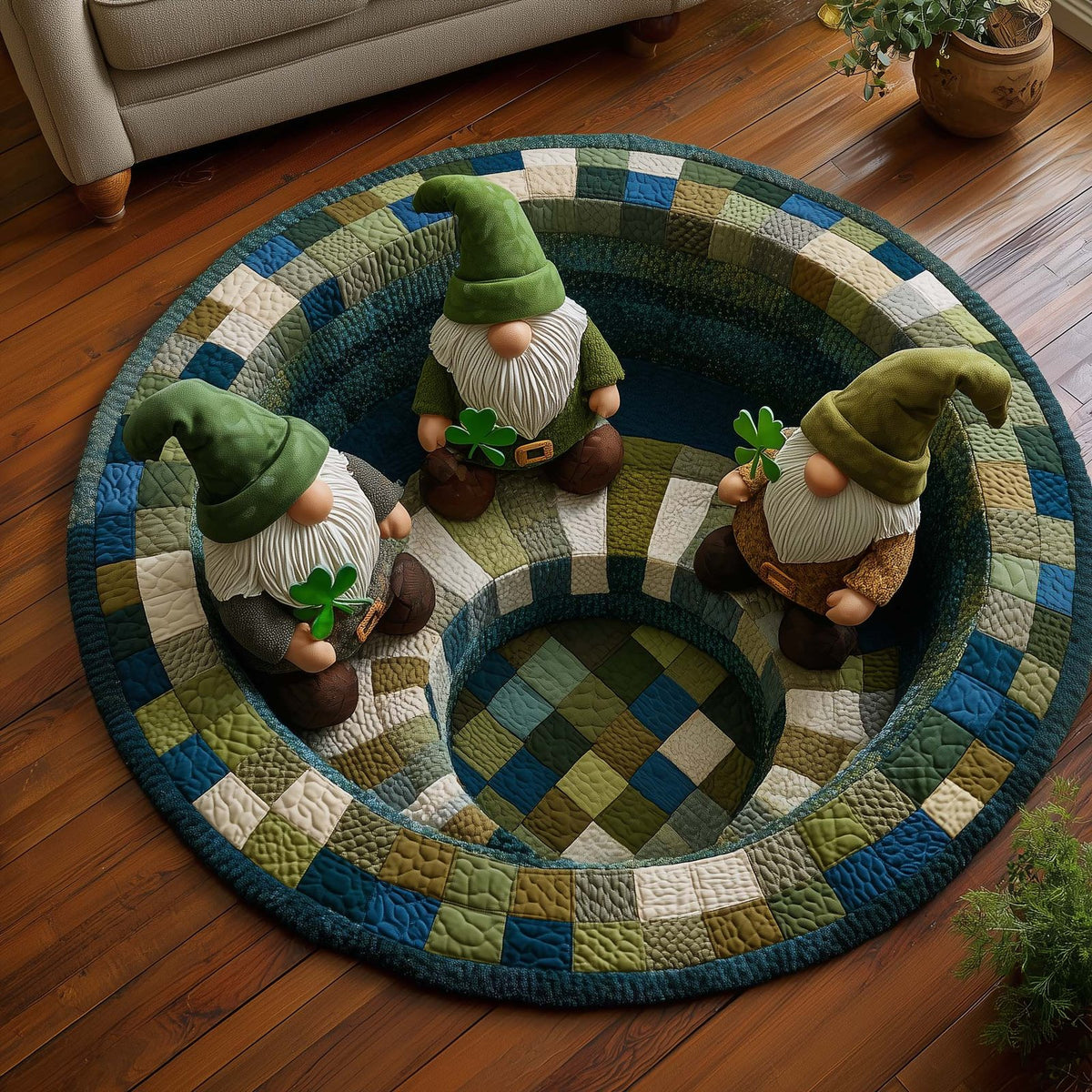 Lucky Revelry Round Mat Rug - washable non-slip printed rug