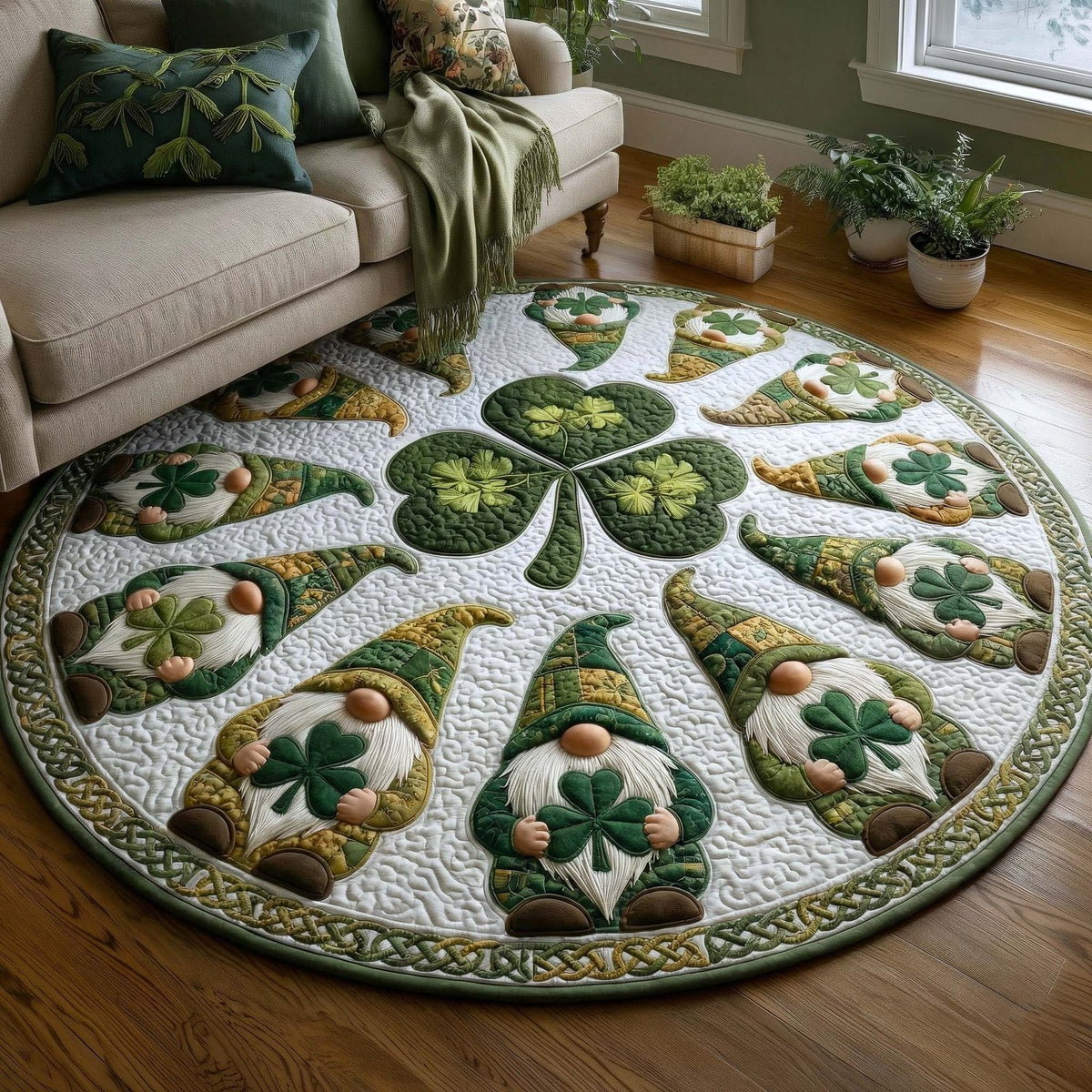 Lucky Revelry (Design 4) Round Mat Rug - washable non-slip printed rug