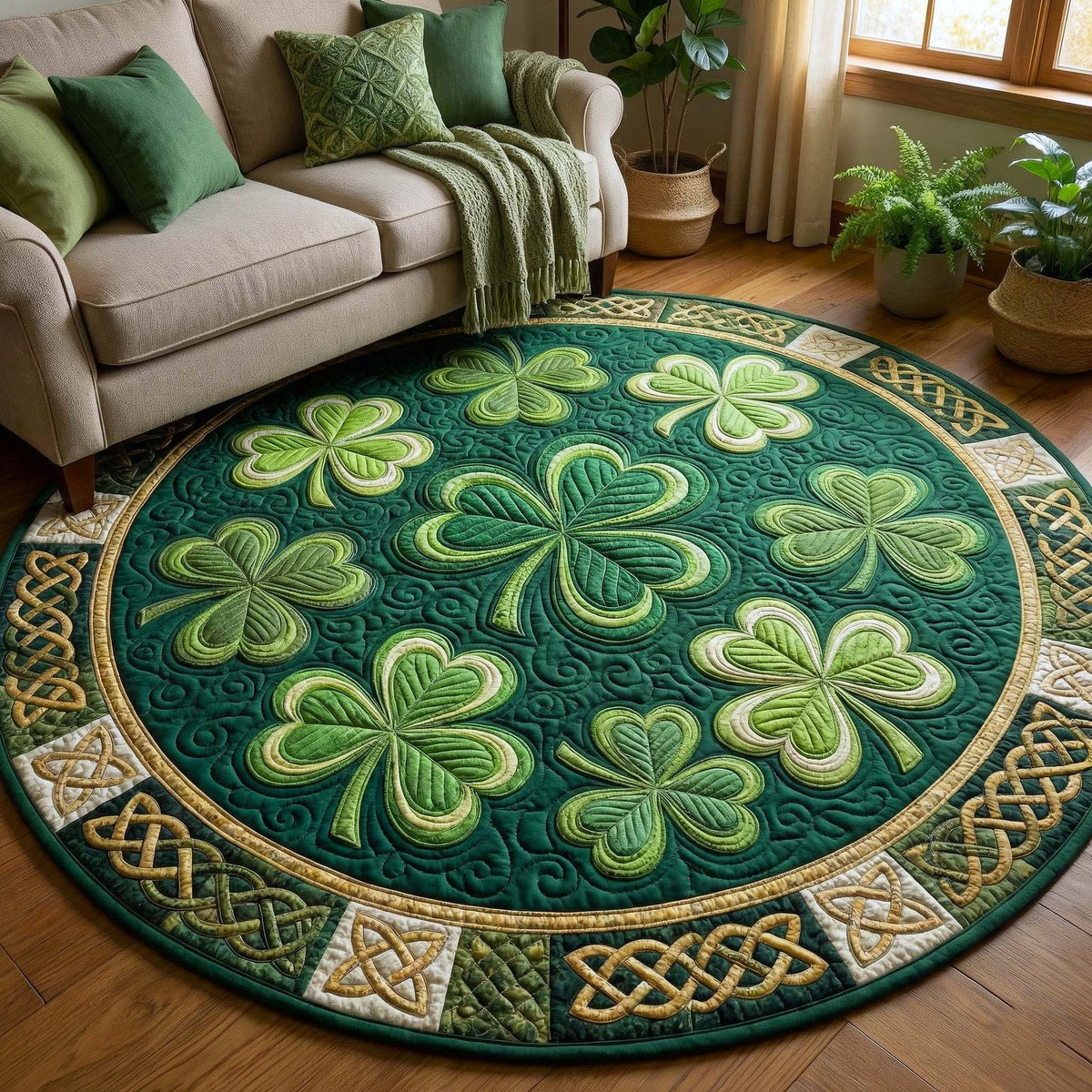 Lucky Revelry (Design 5) Round Mat Rug - washable non-slip printed rug