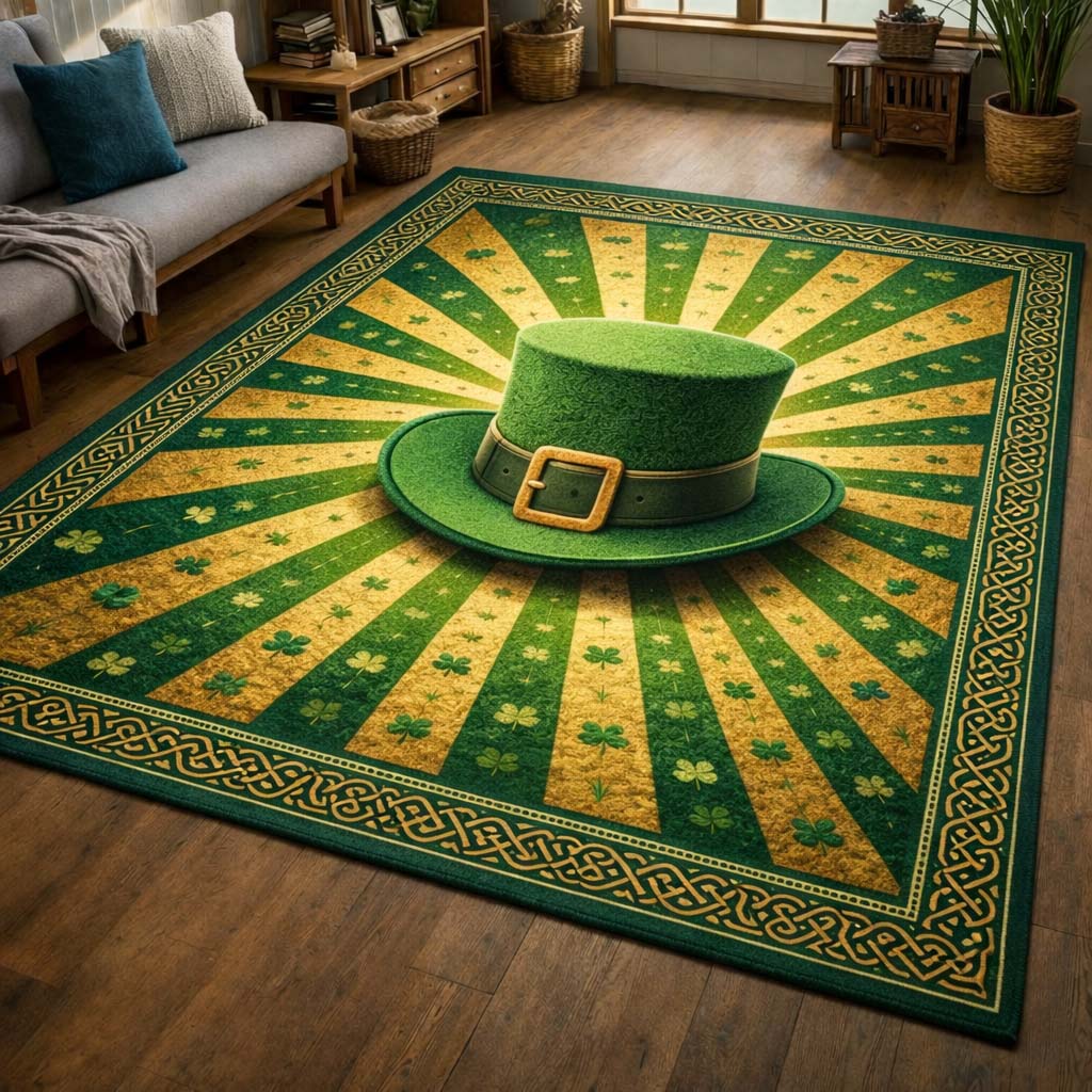 Lucky Sunburst area rug in a living room