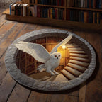Lumen Wing Round Mat Rug - washable non-slip printed rug