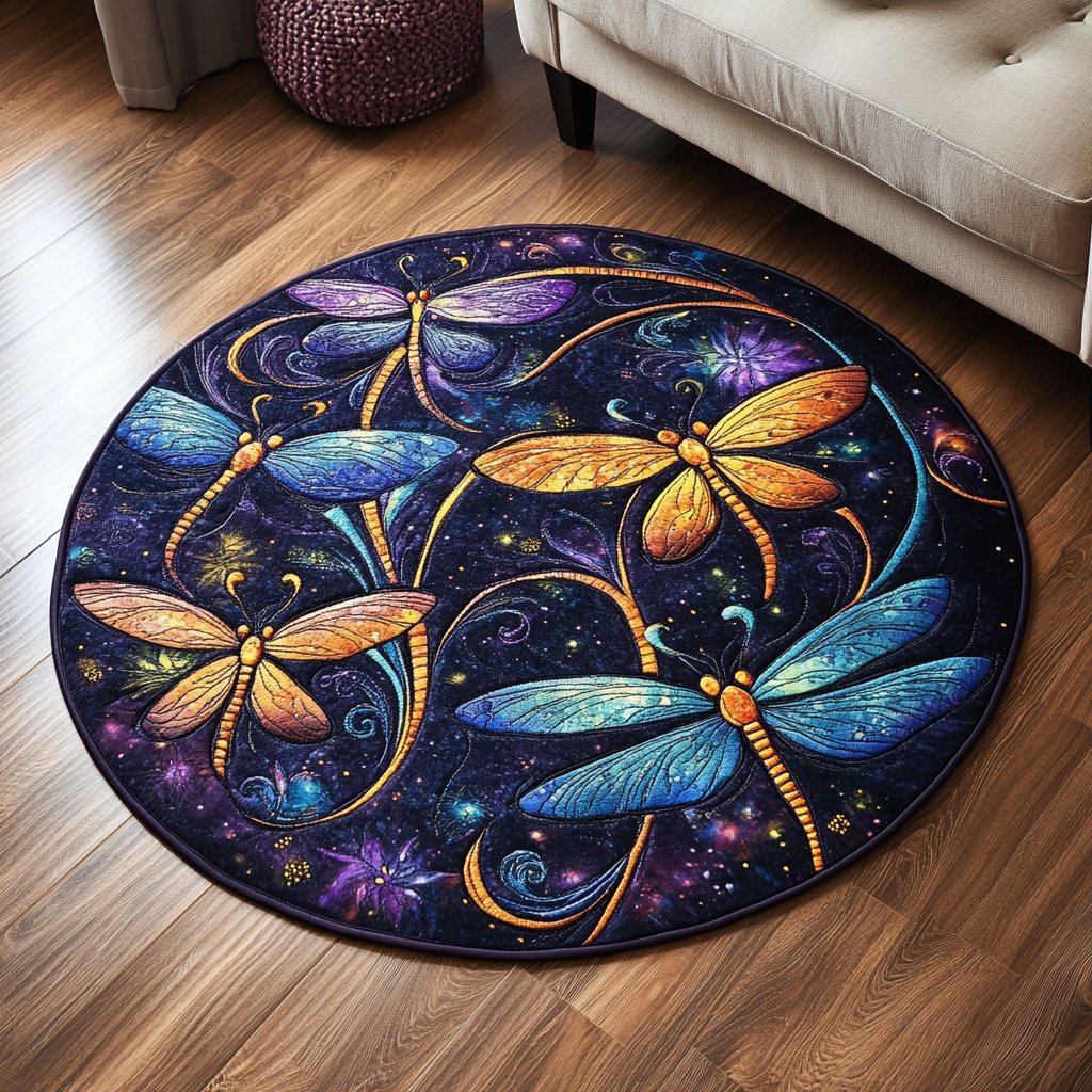 Luminous Flight Round Mat Rug - washable non-slip printed rug