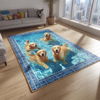 Luminous Golden Retriever area rug in a living room